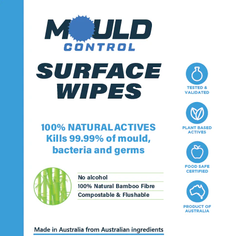 Mould Control Natural Surface Wipes 75 pack Bigger Size (28cm x 28cm)