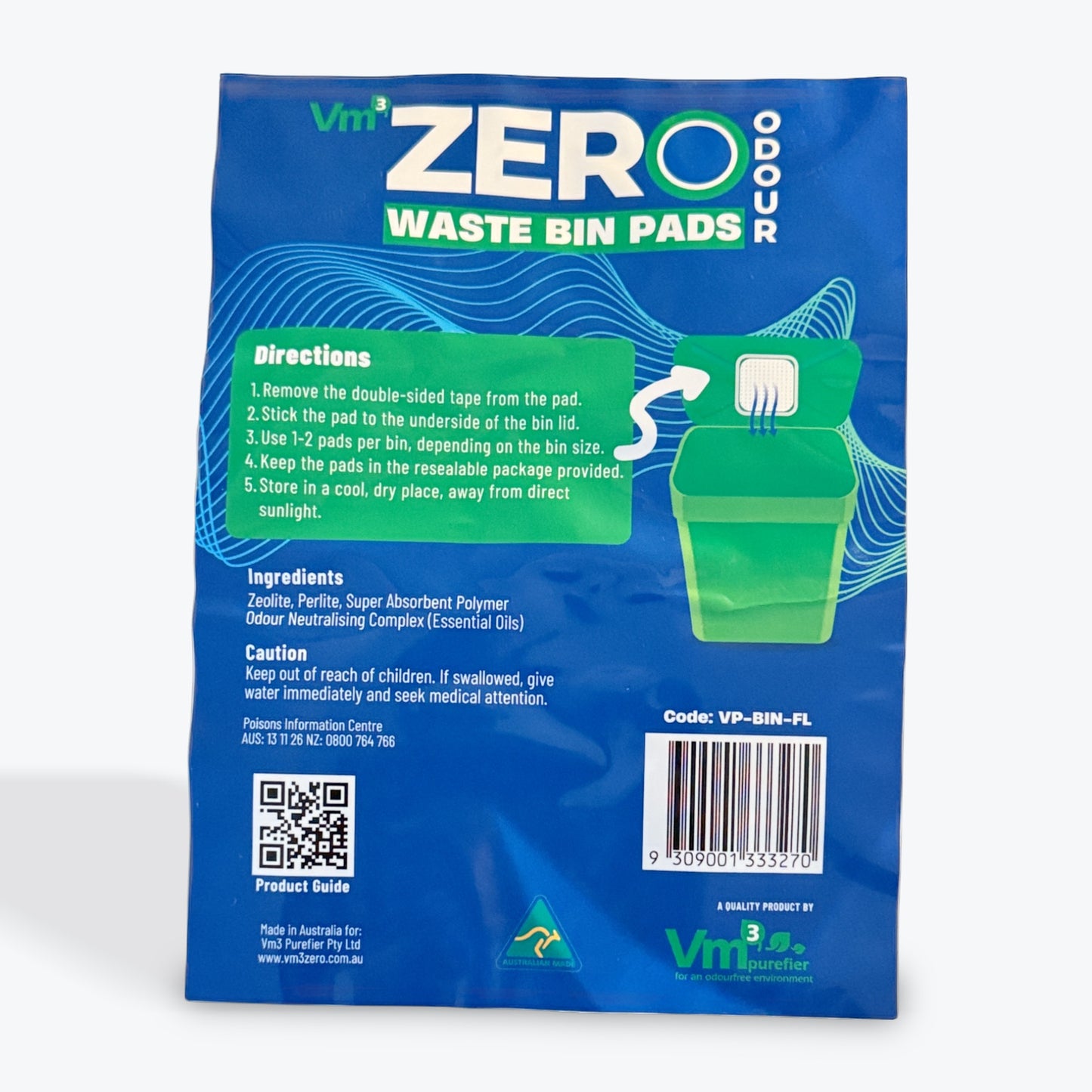 Vm3 Zero Waste Bin Pads (4 Pack of 4 squares)